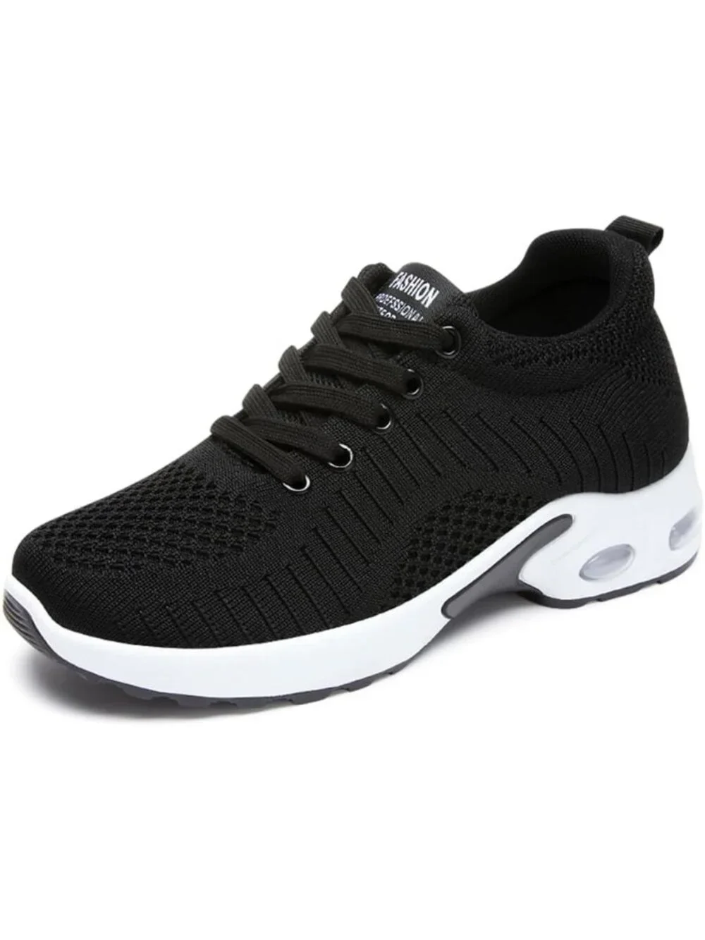 Women's Black Black Lightweight Air Cushion Mesh Breathable Casual Sneakers